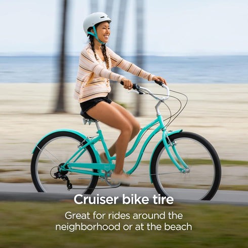 Schwinn Replacement Bike Tire, Cruiser Hybrid Bicycle Tires, Smooth Tread, Black with Kevlar Bead