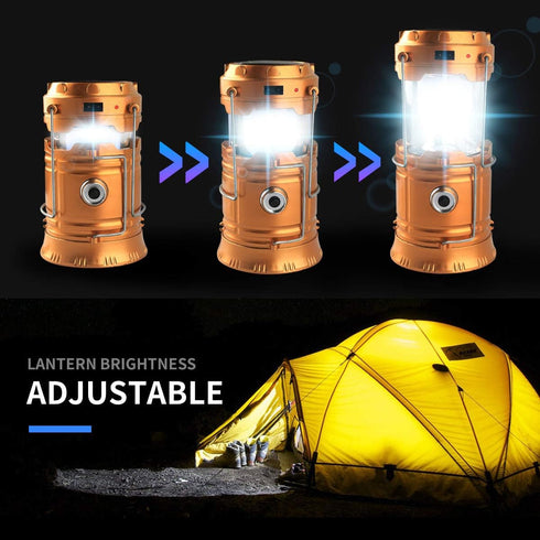 LED Camping Lantern, Solar and Rechargeable, Collapsible Portable Light for Daily Use and Emergencies