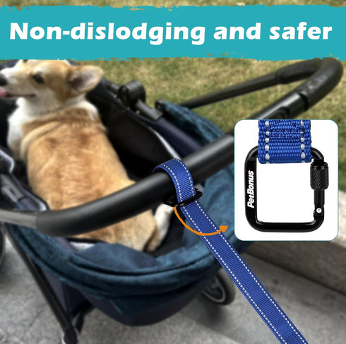 PetBonus Dog Leash Wrist Strap, Lockable Reflective Short Lead with Adjustable Soft Padded Handle for Walking, Blue