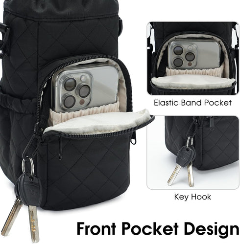 sportsnew 32oz 40oz Water Bottle Holder with Strap Insulated Water Bottle Carrier Sling Bag with Phone Pocket Crossbody