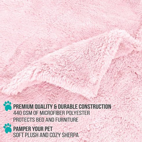 PetAmi Fluffy Waterproof Dog Blanket for Small Medium Dogs, Soft Warm Sherpa Throw, 29x40 Pink Blush