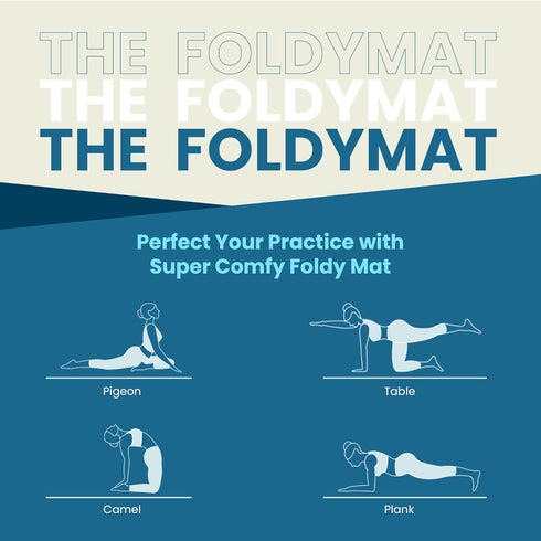 Non-Slip Orthopedic Yoga Mat - Fold-Over Joint Support with Body Alignment Lines - Great for Seniors
