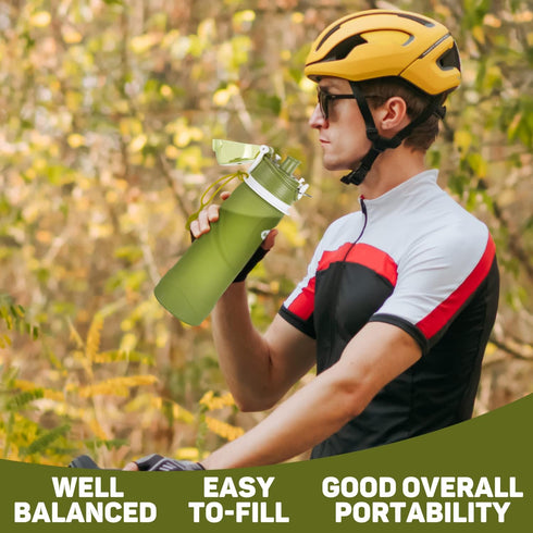 Kemier Collapsible Silicone Water Bottles, 750ML, BPA Free Travel Bottle, Leak Proof