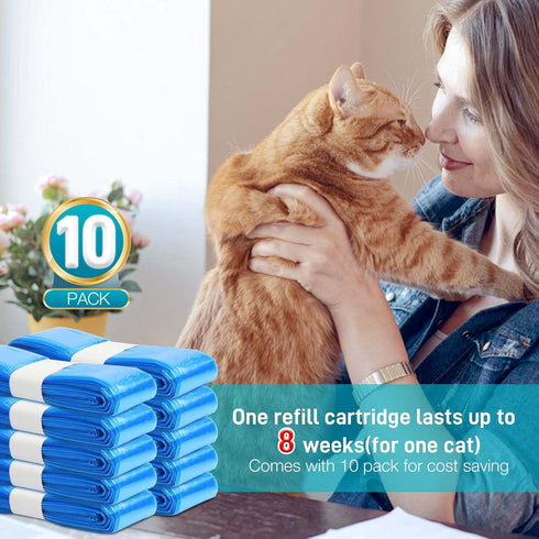10 Pack 100% Cat Litter Refill Bags Enhanced Odor Control Generic Litter Refills Compatible with Standard, Plus, XL
