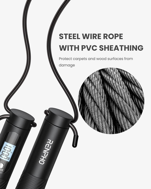 RENPHO Cordless Weighted Jump Rope with Counter, Smart Skipping Rope for Fitness, APP Data Analysis, at-Home Workout
