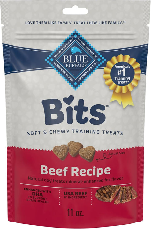 Blue Buffalo Bits Soft Dog Treats for Training, Natural Ingredients & Enhanced with DHA, Beef Recipe