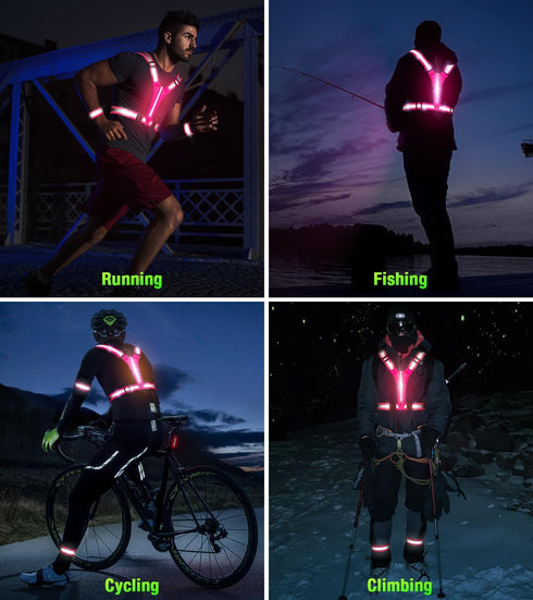 LED Light Up Running Vest, Reflective Vest for Night Walking, Rechargeable High Visibility with Adjustable Waist