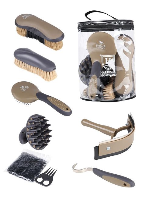 Harrison Howard Horse Grooming Kit, 7 Piece Horse Brush Set with Curry