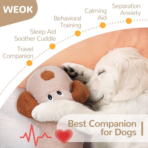 WEOK Puppy Heartbeat Toy, Dog Heartbeat Toy for Separation Anxiety Relief, Puppy Toy with Heartbeat Stuffed Animal