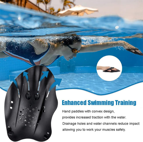 Swim Paddles Hand, Power Swim Training Paddles with Adjustable Straps for Adult Youth Swimming Gear