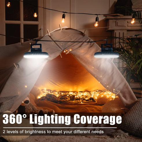 XTAUTO Portable Camping Fan with LED Lantern, USB Rechargeable Waterproof Tent Fan for Outdoor Hiking, Emergency Power