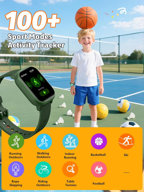 Roffnet 1.83" 12 Kids Smart Watch for Boys Girls, Fitness Tracker with Heart Rate Sleep Monitor, Touchscreen