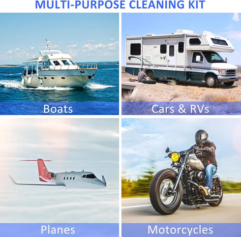 12Pcs Set AUTODECO Boat Wash Cleaning Kit with Collapsible Bucket Wash Sponge Mitt Microfiber Towel Squeegee Scrub Pads