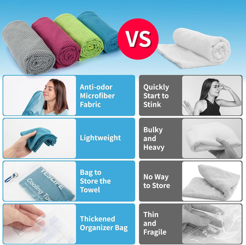 4 Pack 40"x12", YESLIFE Cooling Towels Gym Towels for Men and Women, Soft Breathable Workout Towels for Yoga, Running