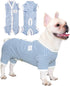TONY HOBY Stripes 4 Legged Pet Dog Pajamas, Soft Cotton Jumpsuit for Dogs (XL, Blue+White-Boys)