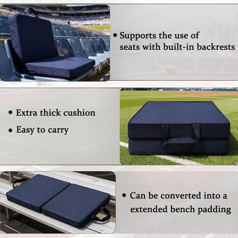 3.15 Inches Stadium Seat Cushion Thick Portable with Handle Bleacher Cushions for Indoor Outdoor Events Waterproof