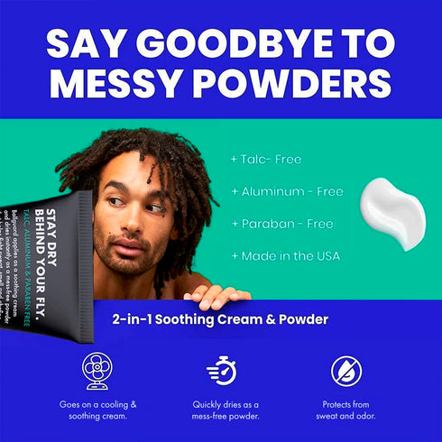 3.4 oz Ballsy Anti-Chafing, Anti-Itch Groin Deodorant for Men - Quick Drying Liquid Powder, Baby Powder Replacement
