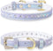 LOVPE Dog Collar Bling Leather - Studded Diamonds Glamorous Rhinestone Gold Buckle Accessory for Small to Medium Dogs,