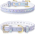 LOVPE Dog Collar Bling Leather - Studded Diamonds Glamorous Rhinestone Gold Buckle Accessory for Small to Medium Dogs,