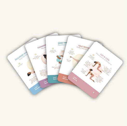 Holistic Atelier 70 Yoga Asanas Card Deck Premium Illustrated cards with Hatha Yoga Poses + Sequences & Pranayama.