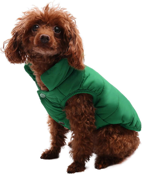 ASENKU Waterproof Windproof Dog Winter Coat, Warm Snowproof Puffer Vest for Small Medium Large Dogs, Green M