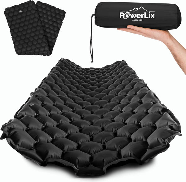 POWERLIX Ultralight Sleeping Pad for Camping with Inflating Bag - Compact Lightweight Air Mattress