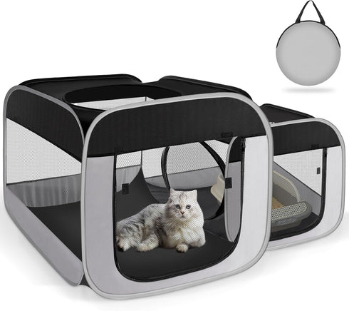 Tailtastic Large Cat Playpen with Separate Areas,Outdoo&Indoor Cat Enclosures,Portable Pet Playpen for