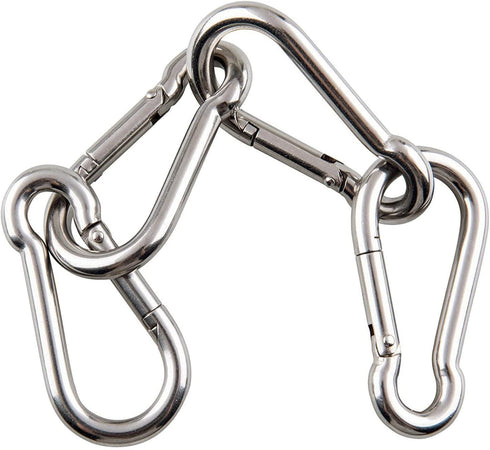 sprookber Set of 6 Stainless Steel Spring Snap Hook Carabiners, 304 Stainless Steel Clips