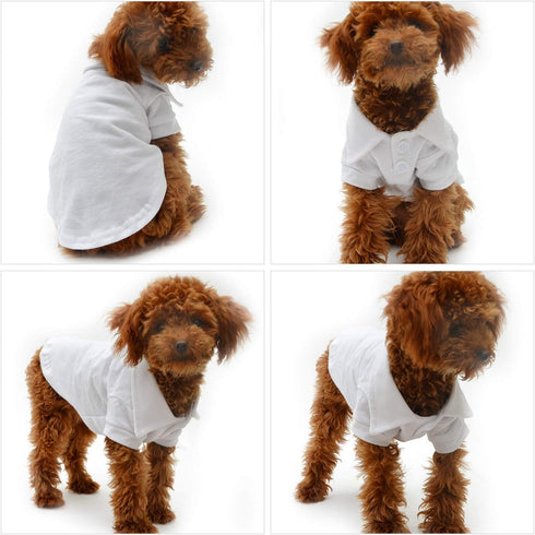 lovelonglong Basic Dog Polo Shirts, Premium Cotton Polo T-Shirts for Large Medium Small Dogs, White, XXXL