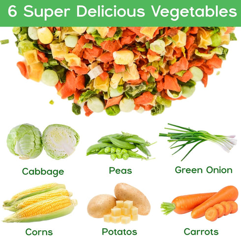 Egcina 10.58oz Freeze Dried Mixed Dehydrated Vegetables - Natural Ramen Toppings Vegetable Flakes, No Gluten& No