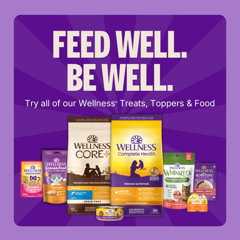 6-0.4 Wellness Lickable Treats Soft Puree Natural Grain Free Adult Cat Treats, Chicken Recipe, Contains Ounce