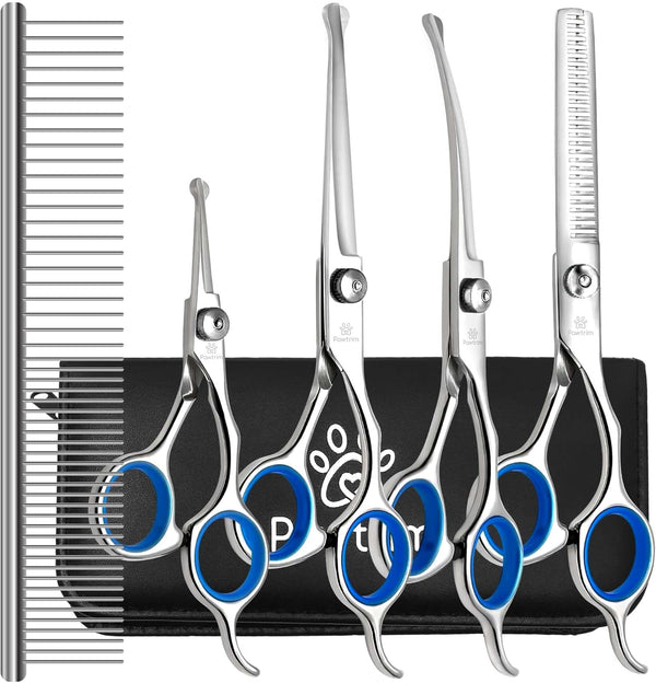 Pawtrim Professional Pet Grooming Kit 6 in 1 Dog Grooming Scissors Kit -