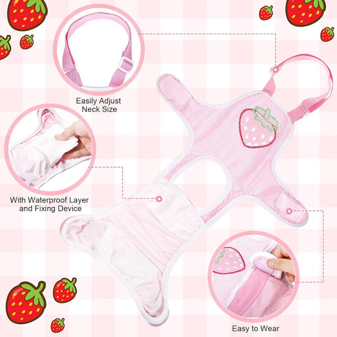 3 Nuanchu Pcs Female Dog Diaper Sanitary Panties with Adjustable Suspender, Washable Reusable Doggie Diapers for Small