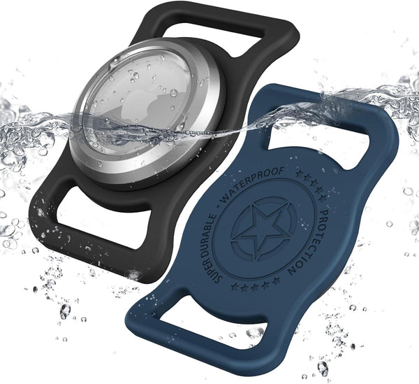 Waterproof Airtag Collar Holder, 2 Pack Aluminum Full Body Covered Case for Pet Collar