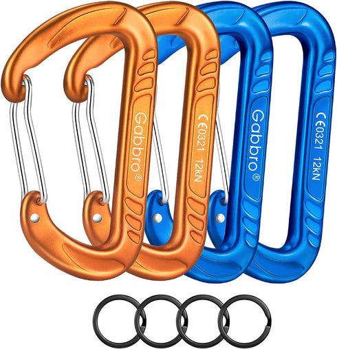 Heavy Duty Carabiner Clip - 4 PCS 3" Large Lightweight Aluminum Caribeaners with Keychain Hook Ring