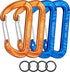 Heavy Duty Carabiner Clip - 4 PCS 3" Large Lightweight Aluminum Caribeaners with Keychain Hook Ring