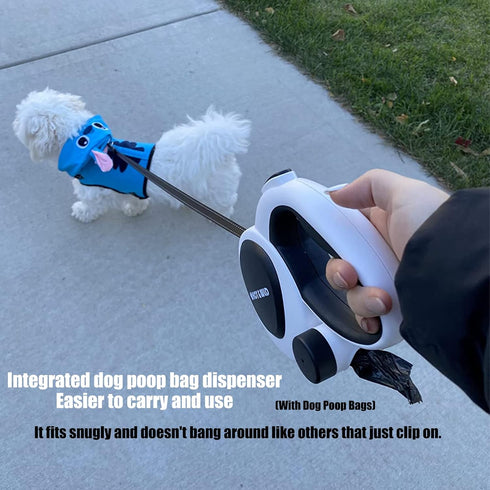 Upgrade 4-in-1 Retractable Dog Leash with LED Light & Dispenser & Poop Bags, 16ft Heavy Duty for Dogs up to 66lbs