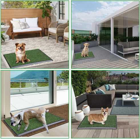 2 20x30 INCH LITA Dog Grass Pad with Tray - Dog Litter Box with Artificial Grass Pads - Potty Tray for Balcony