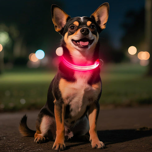 Candofly Puppy Light Up Dog Collar - USB Rechargeable LED Dog Collar for Small Dogs & Cats, Night Walking (X-Small,