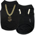 Parisian Pet Dog T-shirt - Embroidered “Bling $” Tank Top - 100% Cotton Lightweight Sleeveless Black Tee Shirt for