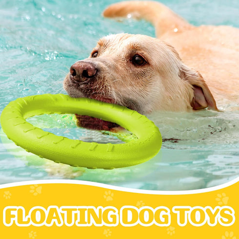 Jenaai 4 Pack Dog Training Ring - Durable Fetch Toys for Large Medium Dogs, Floating Dog Ring for Teeth Cleaning