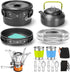 Odoland 16pcs Camping Cookware Set - Folding Camping Stove, Non-Stick Lightweight Pot Pan Kettle Set for Outdoor