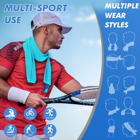 20 Pack (47"x12") CSITE Cooling Towels for Neck and Face, Ice Towel for Hot Weather, Soft Breathable Chilly Gym Towels
