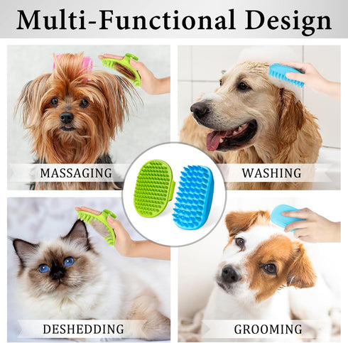 2PCS Dog Bath Brush, Dog Scrubber for Bath, Dog Shampoo Brush, Dog Washing Brush with Adjustable Handle, Suitable for