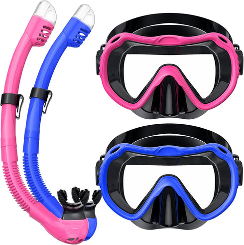 Snorkeling Gear for Adults, 180° Panoramic View Snorkel Mask Set, Anti-Fog Anti-Leak Dry Top