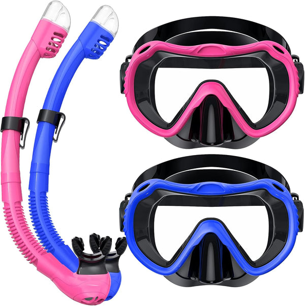 Snorkeling Gear for Adults, 180° Panoramic View Snorkel Mask Set, Anti-Fog Anti-Leak Dry Top