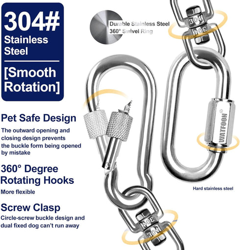 Tie Out Cable for Dogs Up to 300lbs, 100ft Extra Strong Tether, 1000lbs Break Strength, Dog Run Cable for Yard Garden