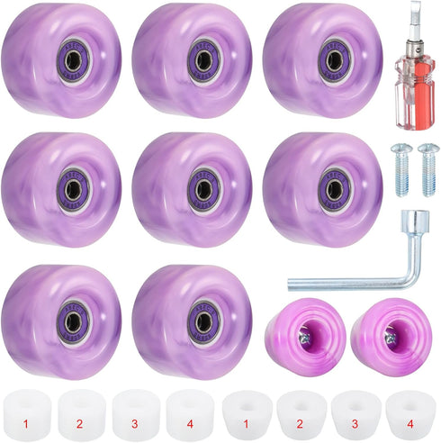 PATIKIL 8 Pack Roller Skate Wheels 58mmx32mm, Quad Roller Skate Wheels with ABEC-9 Bearing & 2 Toe Stoppers