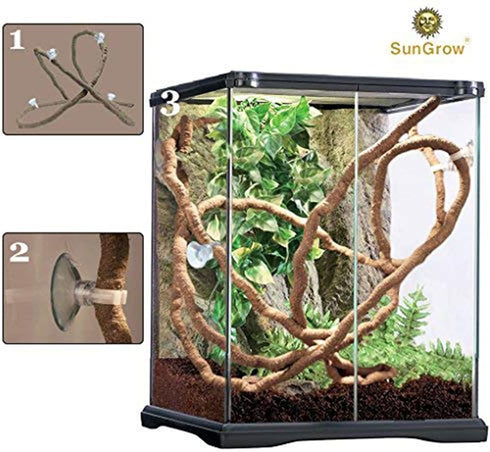 SunGrow 6 ft Reptile Vine for Terrarium, Flexible Climber Decor for Lizard Tank, Twistable Habitat Vines for Bearded