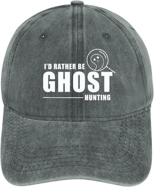I'd Rather Be Ghost Hunting Hat, Adjustable Halloween Baseball Cap for Men and Women